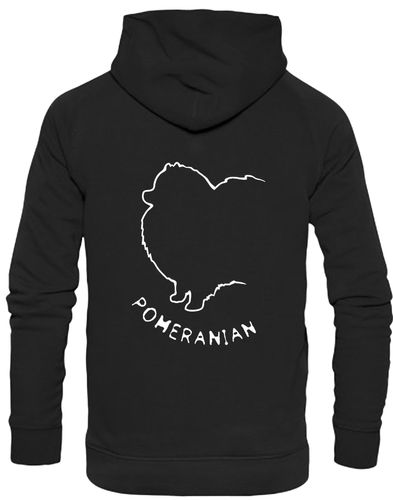 Pomeranian Pullover Hoodie featuring exclusive breed artwork, a fleece-lined interior, and a kangaroo pocket for warmth and style.
