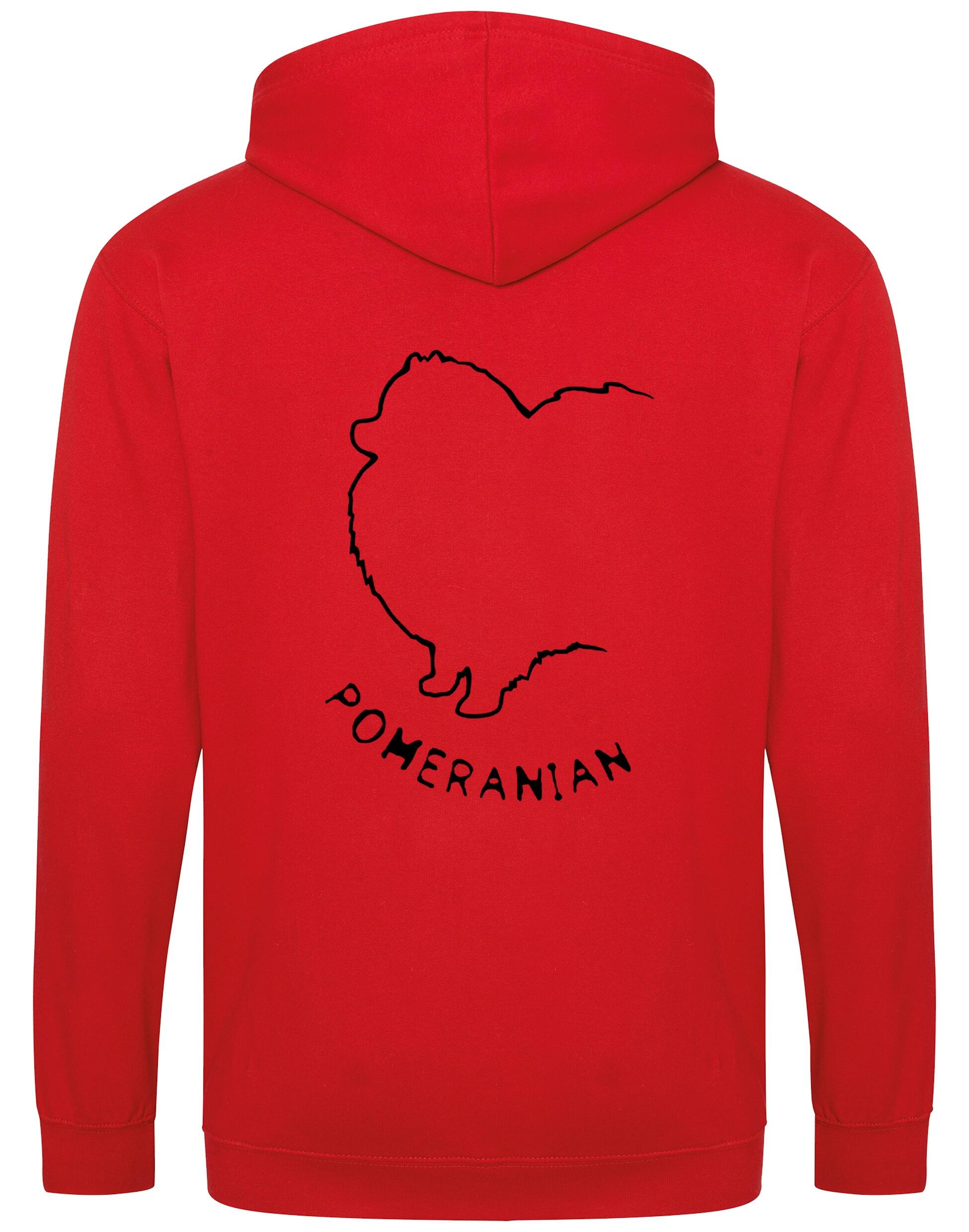 Pomeranian Zipped Hoodie featuring exclusive breed artwork, a soft fleece interior, and practical front pockets for warmth and functionality.