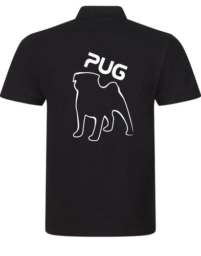 Unisex Pug (Outline) Cotton Polo featuring exclusive outline artwork, crafted from premium breathable cotton for all-day comfort and a relaxed, stylish fit—perfect for Pug enthusiasts.