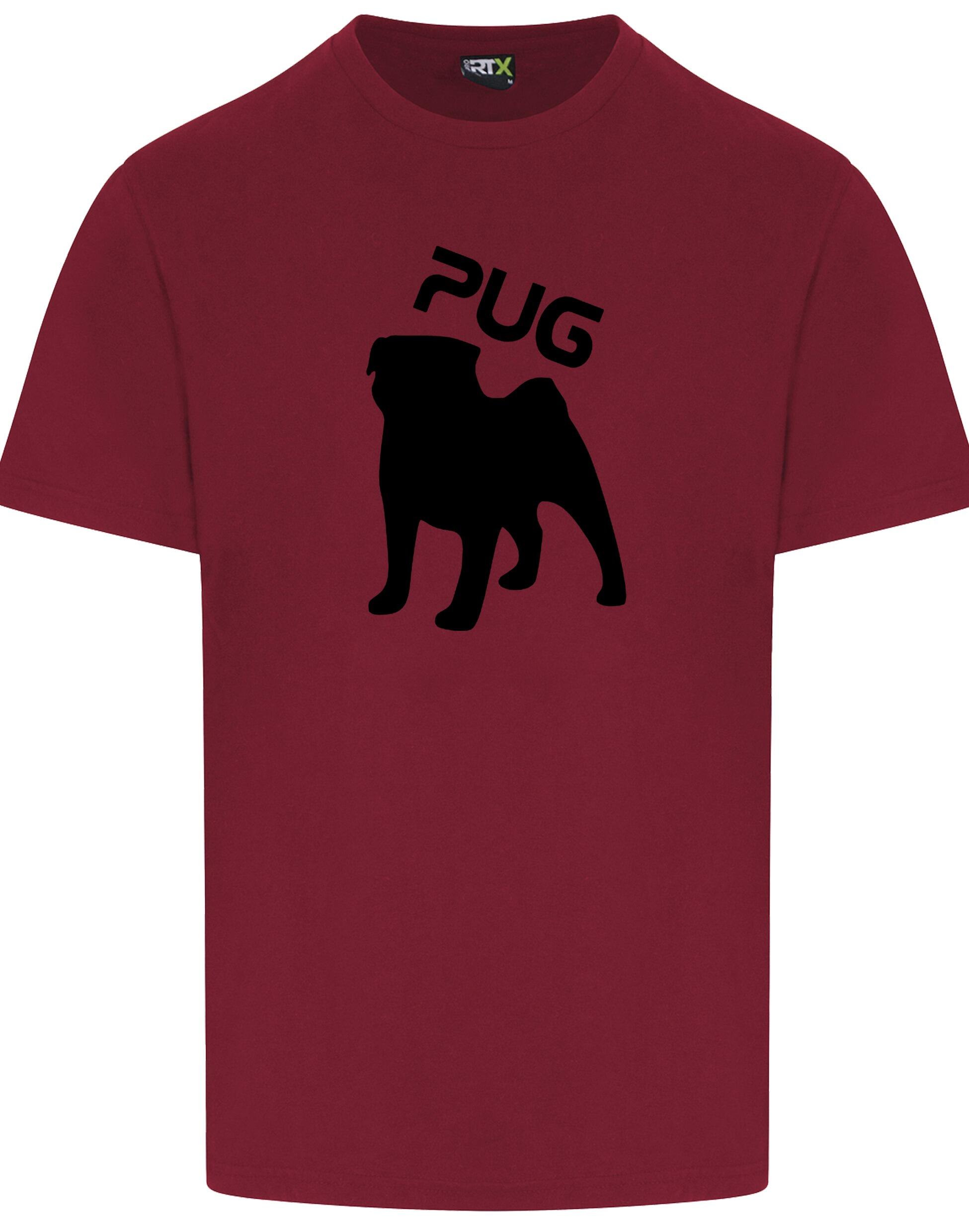 Unisex Pug (Silhouette) Roundneck T-shirt featuring exclusive silhouette artwork, crafted from premium breathable cotton for all-day comfort and a relaxed, stylish fit, perfect for Pug enthusiasts.