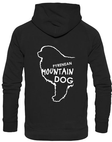 Unisex Pyrenean Mountain Dog Design Pullover Hoodie featuring exclusive breed artwork with personalization options, crafted from premium heavy-blend fabric with a cozy brushed fleece interior, ribbed cuffs, and a double-fabric hood for stylish, comfortable outdoor wear.