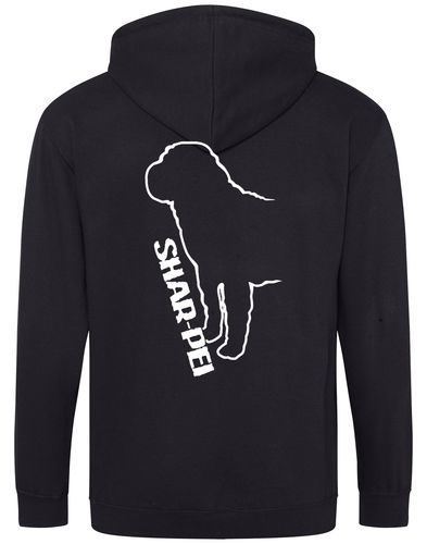 Shar Pei Zipped Hoodie featuring exclusive breed artwork and customizable options.