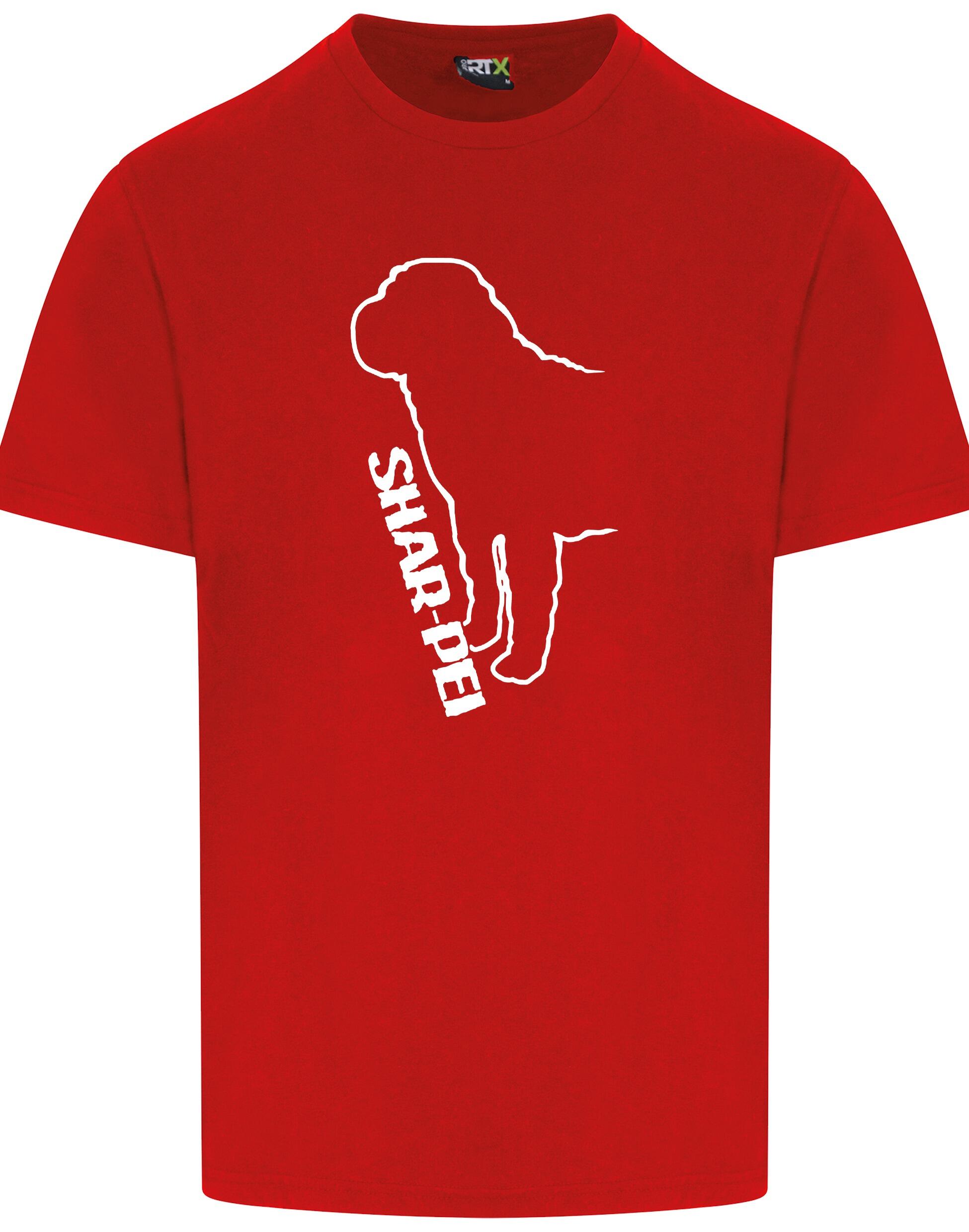 Unisex Roundneck T-shirt featuring exclusive Shar Pei graphic design.