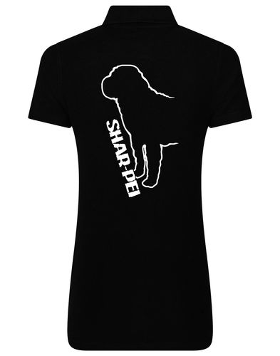 Women's Cotton Polo featuring exclusive Shar Pei graphic design.