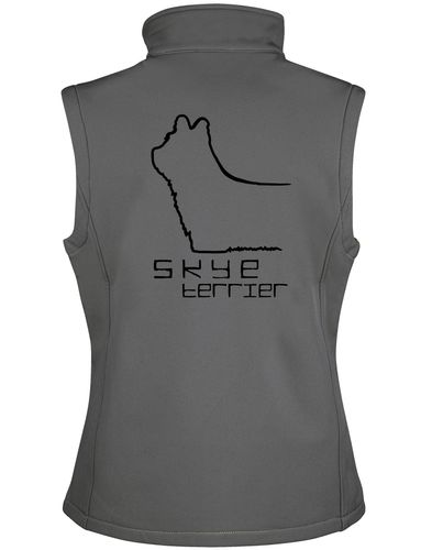 Women’s softshell jacket featuring exclusive Skye Terrier artwork on the back, with a water-resistant outer layer and warm fleece lining—tailored for comfort, style, and breed enthusiasts.