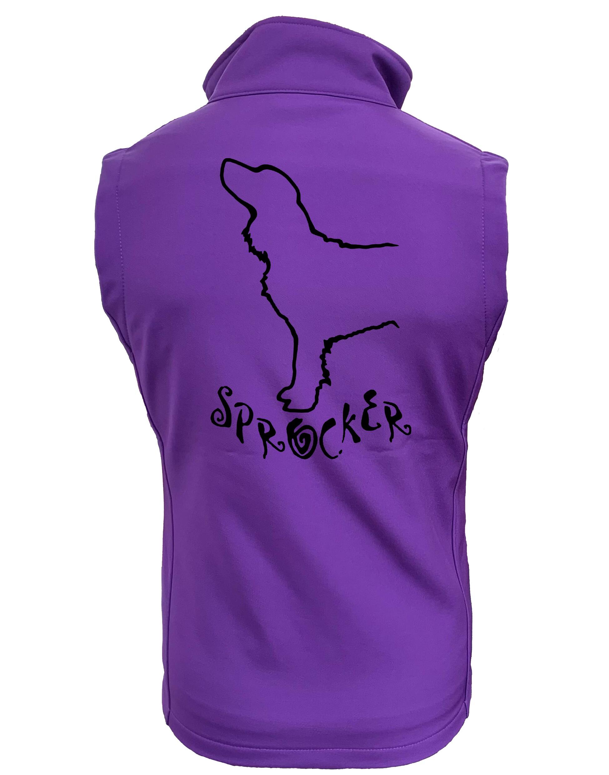 Unisex softshell jacket featuring exclusive Sprocker Spaniel design on the back. Water-resistant with fleece lining, designed for outdoor comfort and style. Ideal for walks, training, and showing your love for the Sprocker breed.