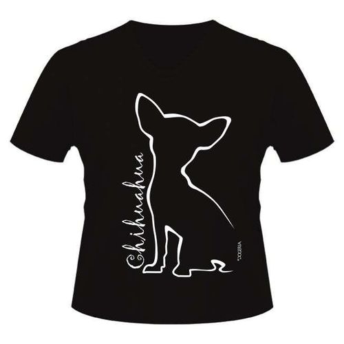 Chihuahua (Outline) T-Shirt Women's V Neck Premium Cotton