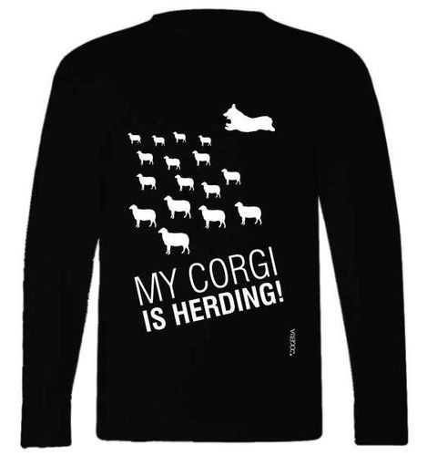 Corgi Herding T-Shirt Adult Long-Sleeved Premium Cotton