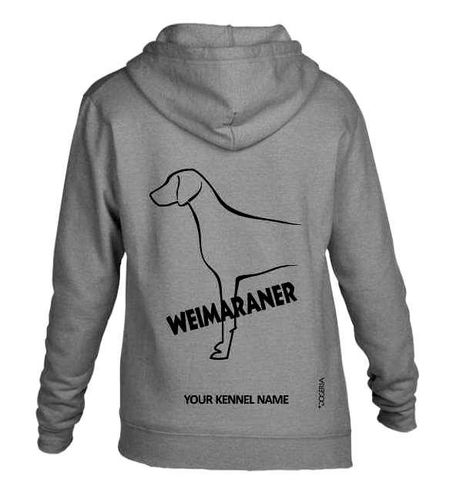 Weimaraner Dog Breed Hoodies Women's & Men's Full Zipped Heavy Blend Exclusive Dogeria Design