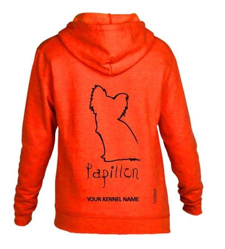Papillon Dog Breed Hoodies Women's & Men's Full Zipped Heavy Blend Exclusive Dogeria Design