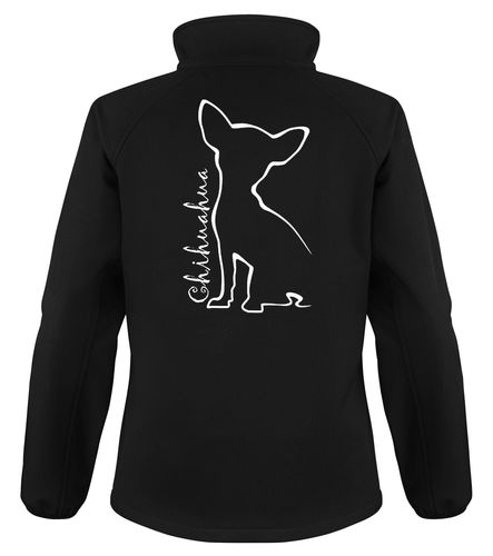Chihuahua (Outline) Dog Breed Design Softshell Jacket Full Zipped Women's & Men's Styles