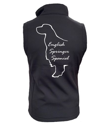 English Springer Spaniel Dog Breed Design Softshell Gilet Full Zipped Women's & Men's Styles