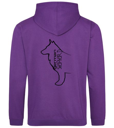 Unisex German Shepherd Pullover Hoodie Purple (Black)