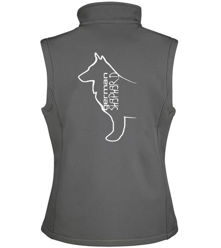 Unisex German Shepherd Softshell Gilet Charcoal (White)