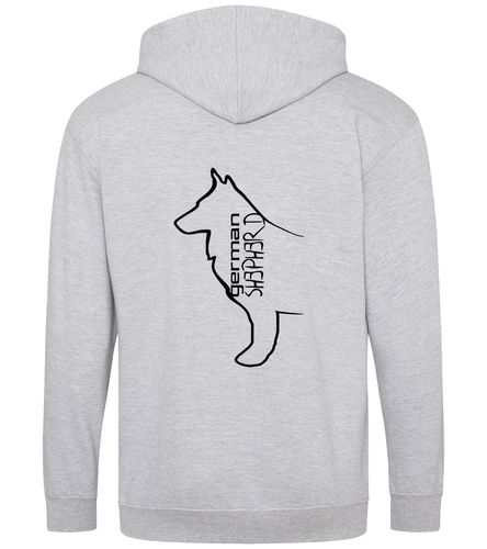 Unisex German Shepherd Zipped Hoodie Heather Grey (Black)
