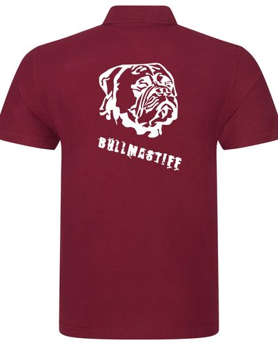 Unisex Bullmastiff (Head) Polo Shirt Burgundy (White)