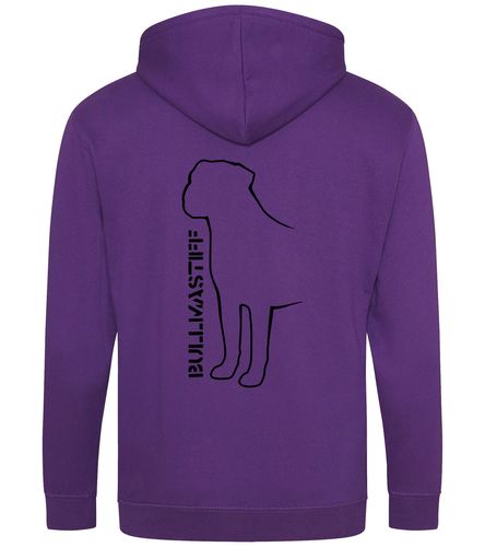 Unisex Bullmastiff (Standing) Zipped Hoodie Purple (Black)