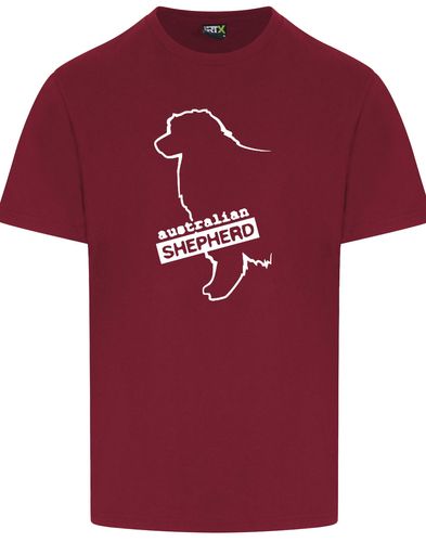Unisex Australian Shepherd T-Shirt Burgundy (White)