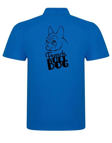 Unisex French Bulldog (Head) Polo Shirt Sapphire Blue (Black)