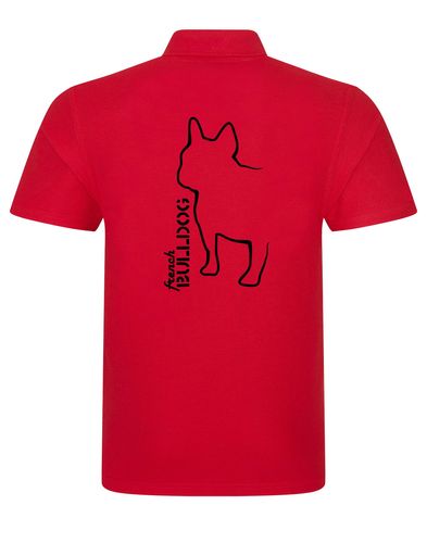 Unisex French Bulldog (Outline) Polo Shirt Red (Black)