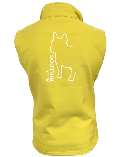 Unisex French Bulldog (Outline) Softshell Gilet Yellow (White)