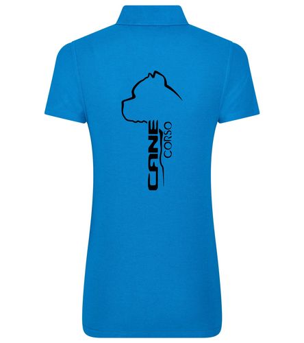 Female Cane Corso Polo Shirt Sapphire Blue (Black)