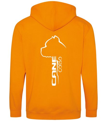 Unisex Cane Corso Zipped Hoodie Orange Crush (White)