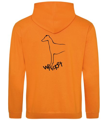 Unisex Whippet Pullover Hoodie Orange Crush (Black)