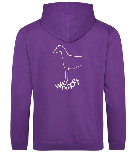 Unisex Whippet Pullover Hoodie Purple (White)