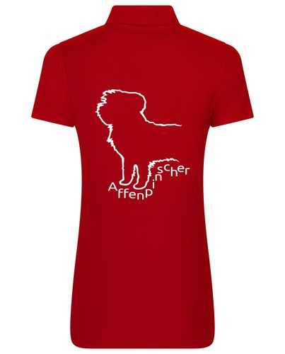 Female Affenpinscher Polo Shirt Red (White)