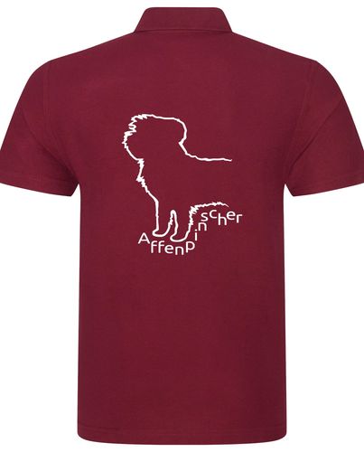 Unisex Affenpinscher Polo Shirt Burgundy (White)