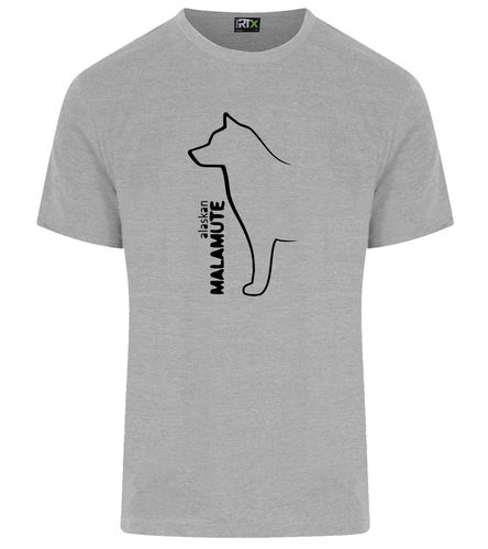 Unisex Alaskan Malamute Roundneck T-Shirt Heather Grey (Black)