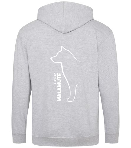 Unisex Alaskan Malamute Zipped Hoodie Heather Grey (White)