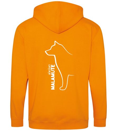 Unisex Alaskan Malamute Zipped Hoodie Orange Crush (White)