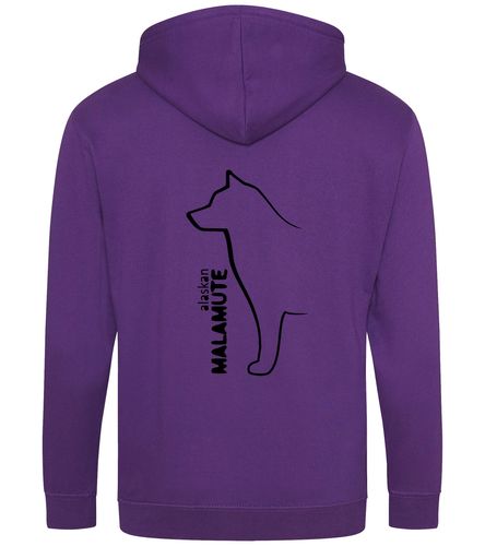 Unisex Alaskan Malamute Zipped Hoodie Purple (Black)