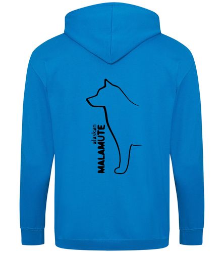 Unisex Alaskan Malamute Zipped Hoodie Sapphire Blue (Black)