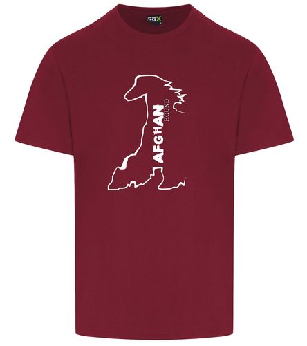 Unisex Afghan Hound Roundneck T-Shirt Burgundy (White)