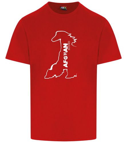 Unisex Afghan Hound Roundneck T-Shirt Red (White)