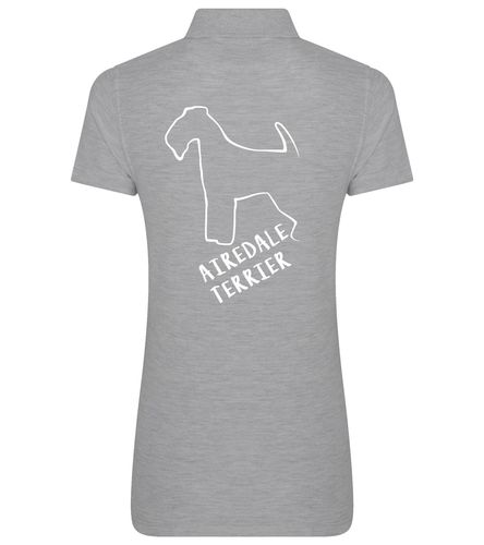 Female Airedale Terrier Polo Shirt Heather Grey (White)