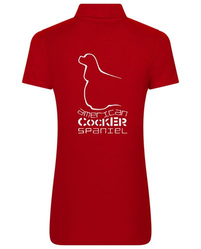 Female American Cocker Spaniel Polo Shirt Red (White)