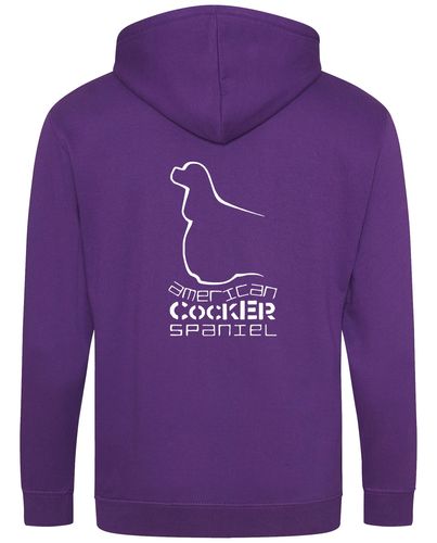 Unisex American Cocker Spaniel Zipped Hoodie Purple (White)