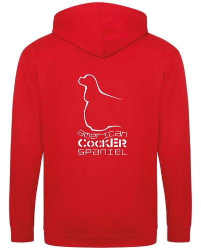 Unisex American Cocker Spaniel Zipped Hoodie Red (White)