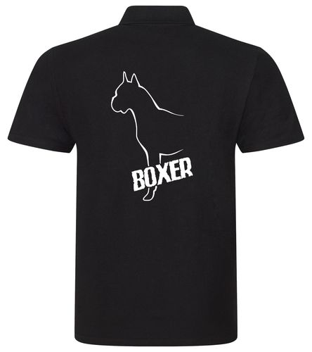 Unisex Boxer Ear Up Polo Shirt Black (White)