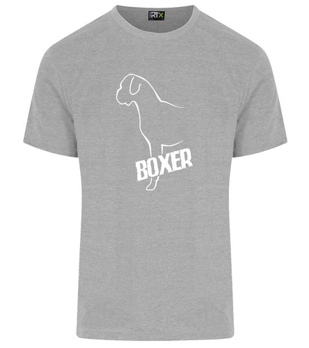 Unisex Boxer Ear Drop Roundneck T-Shirt Heather Grey (White)