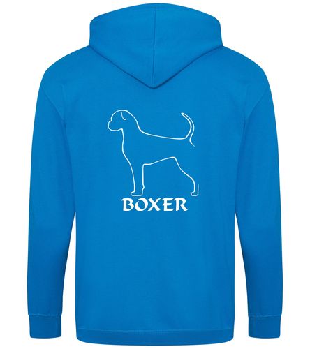 Unisex Boxer Ear Drop (2) Zipped Hoodie Sapphire Blue (White)