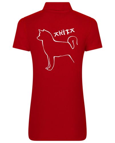 Female Akita Polo Shirt Red (White)