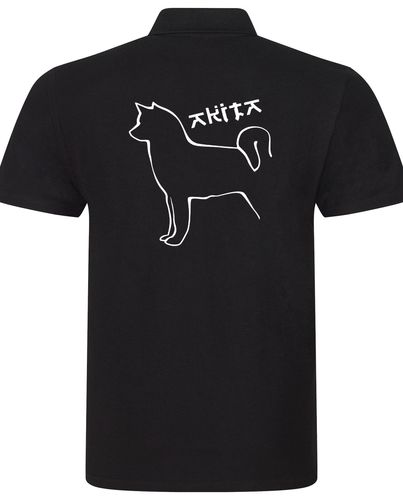 Unisex Akita Polo Shirt Black (White)