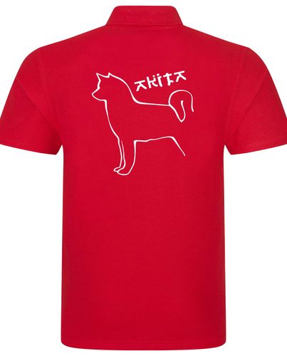Unisex Akita Polo Shirt Red (White)