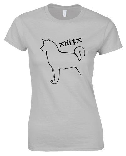 Female Akita Roundneck T-Shirt Sports Grey (Black)