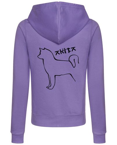 Female Akita Zipped Hoodie Lavender (Black)